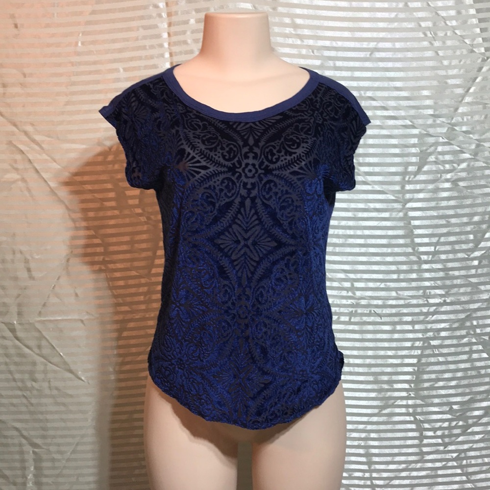 Aeropostale Velvet Lace Cutout Sheer ZIP Up Blouse